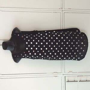 H&m divided black filmy mini dress with silver colored orbs